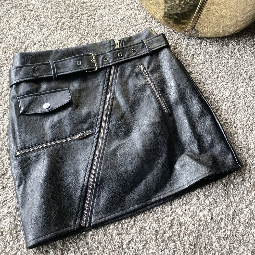 FashionNova Leather Moto Skirt